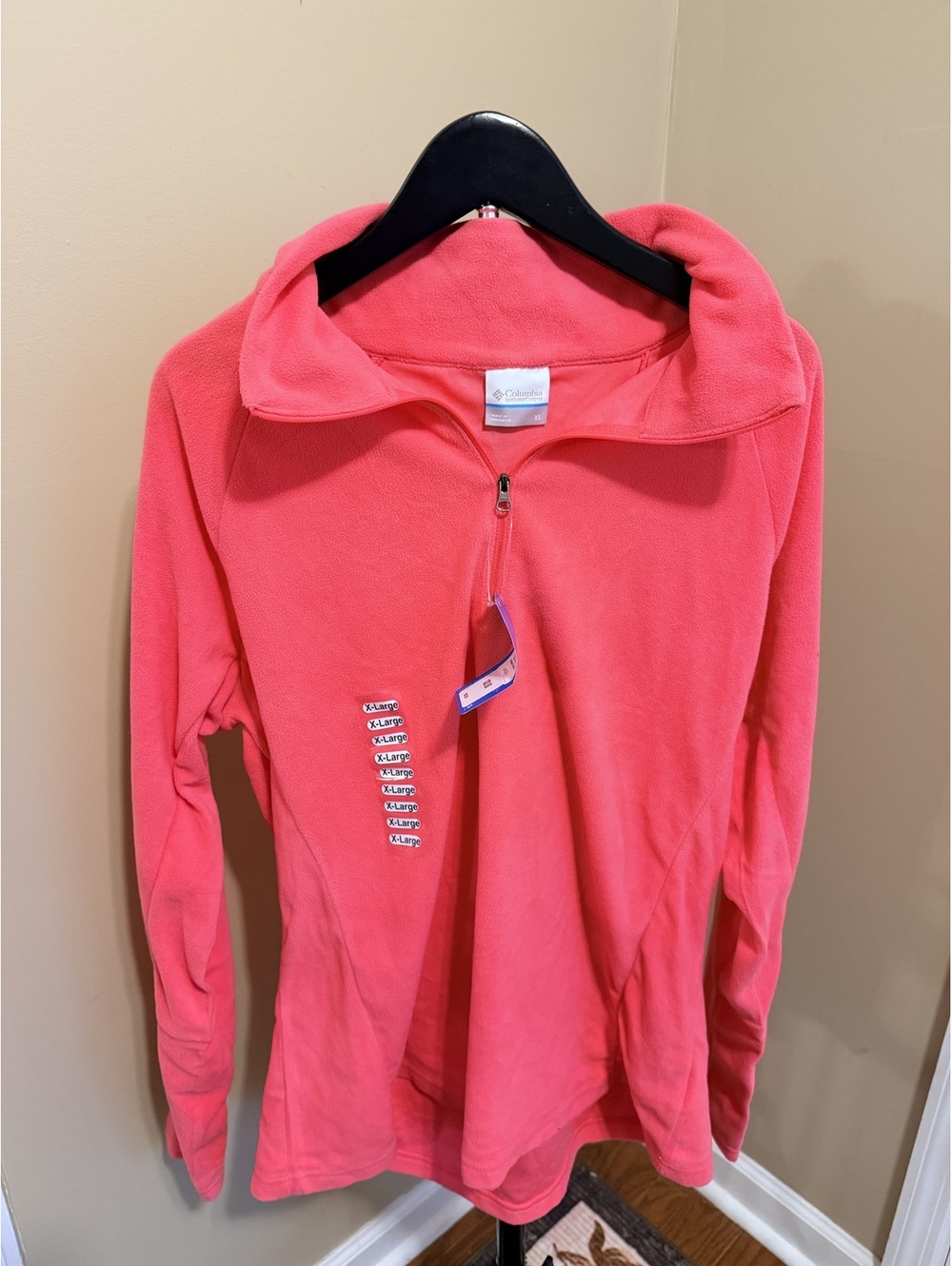 Columbia Neon Pink Quarter Zip Fleece Pullover NWT Size XL